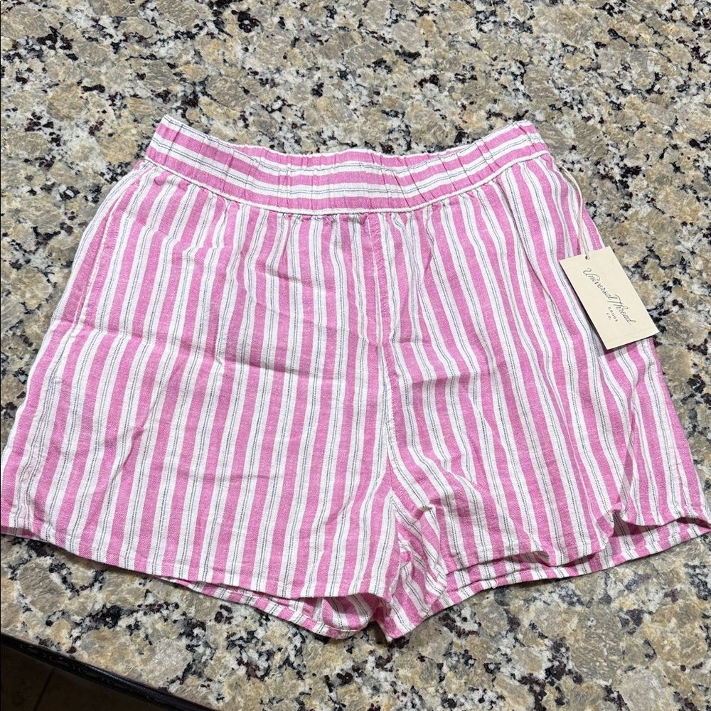 Universal Thread Pink and White Striped High Waist Shorts with side pockets